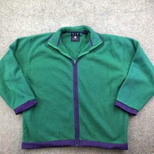 Vintage Gap Jacket Mens Medium Green Full Zip Arctic Light Fleece Purple Trim