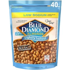 Blue Diamond Almonds Low Sodium Lightly Salted Snack Nuts, 40 Oz Resea