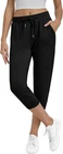 Women's Capri Sweatpants Stretch Lightweight Scuba Soft Joggers Pockets Pants