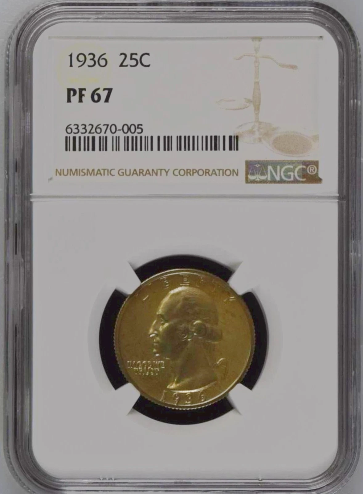 1936 PR67 NGC 3,837 Minted! $7,500 PCGS P.G.  -- Washington Quarter #1 Key Proof