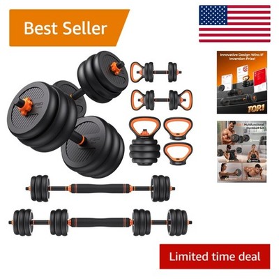 Complete 5-in-1 Dumbbell Set: Adjustable Weight Training for Men & Women - 50lbs