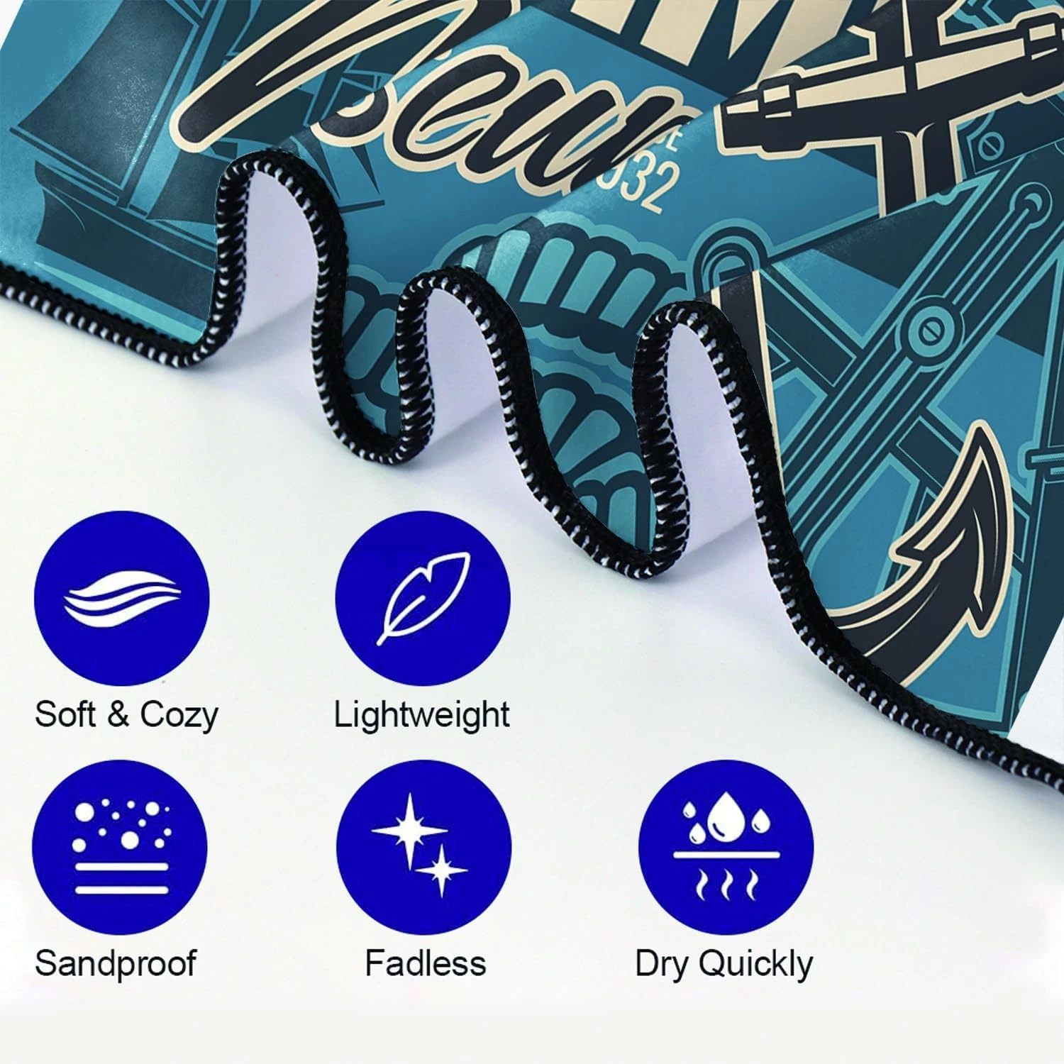 Thin Lightweight Microfiber Beach Towel Extra Large 36"x72", Sand Free Quick Dry