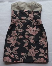 New ABS Black/Nude/Pink Flowers Strapless Made in USA Lined Dress Size 8 $300.00