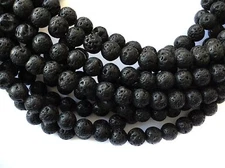 12mm Perfect Round smooth unpolished unwaxed Black Volcanic Gemstone lava Beads