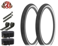ALTA BICYCLE CRUISER S-2 TIRES 26 x 2.125 WHITEWALL CLASSIC MINI BRICK 8pc SET.