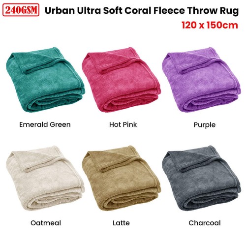 NNEDSZ 240GSM Urban Ultra Soft Coral Fleece Throw Rug 120 x 150cm Hot Pink - Picture 2 of 2