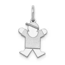 14K White Gold Polished and Solid Mini Boy Jumping with Joy Kid Charm