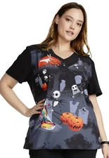 Nightmare Before Christmas Cherokee Scrubs Tooniforms V Neck Top TF745 NCGS