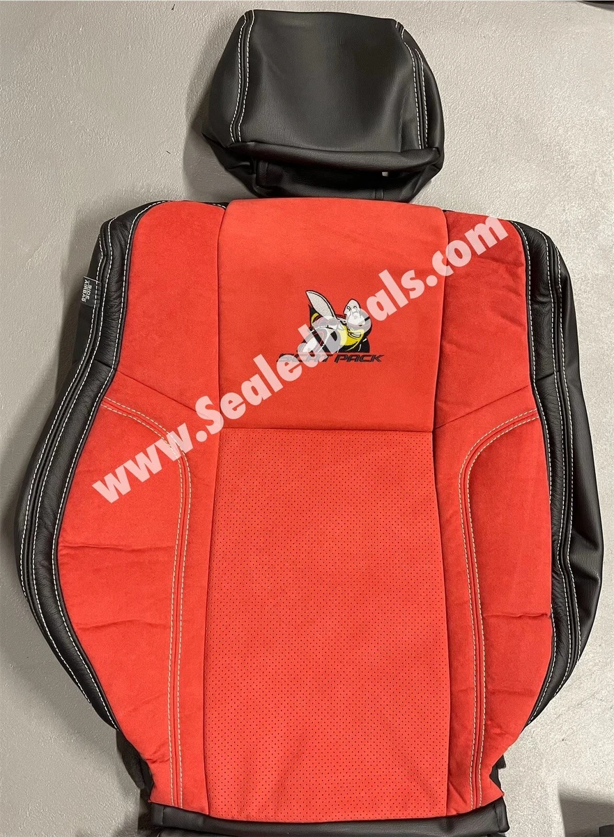 Black Red Leather & Suede Seat Covers for 15-23 Dodge