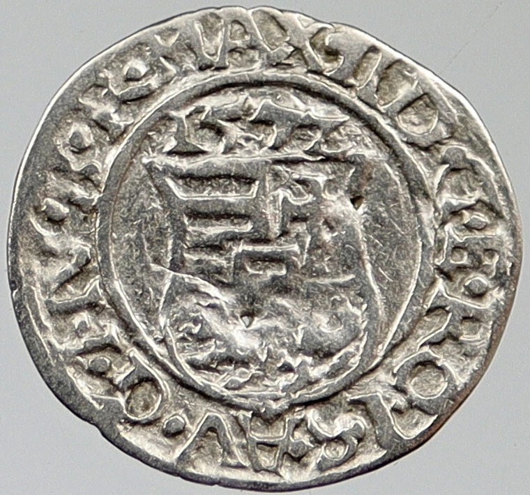 1572 HUNGARY Madonna Baby Jesus Ancient Silver Denar Coin Maximilian II i120353 - Image 2 of 3