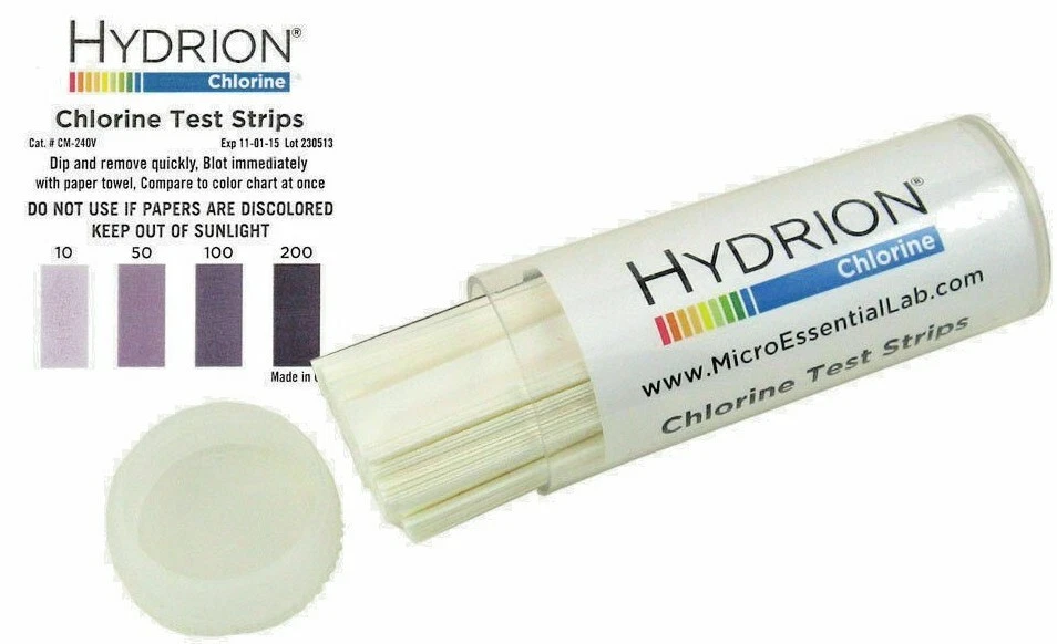 HYDRION 200 Sticks Chlorine SANITIZER Food Service Test Tape Strips 10-200 ppm cm240V
