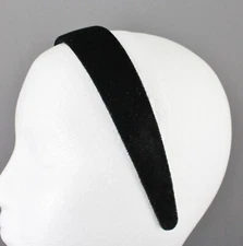 Black velvet headband soft velour hair band accessory 1.25" wide plain classic