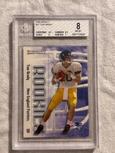 2000 Skybox Impact Tom Brady Iconic Rookie Card RC #27 Patriots GOAT PSA 8 NM-MT