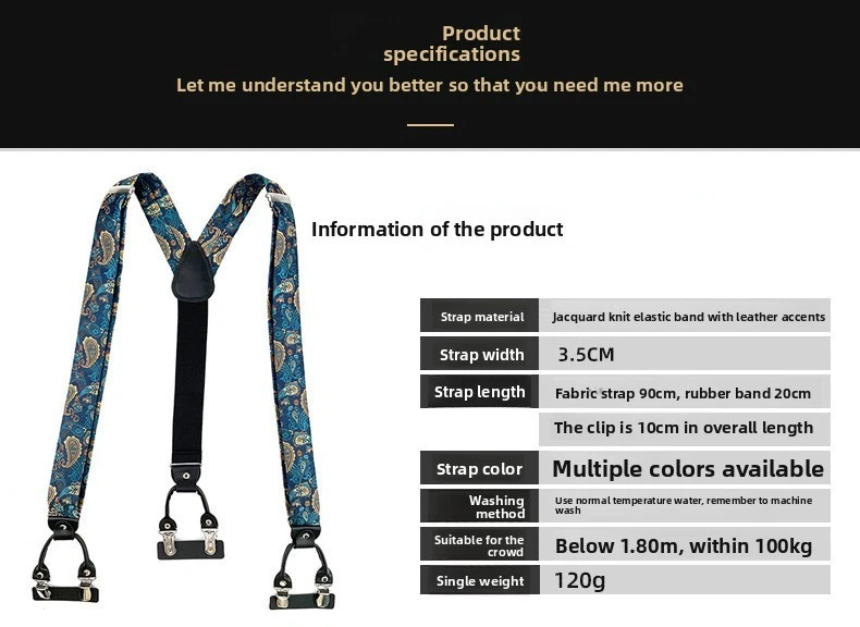 Pantalones elásticos para hombre adulto con tirantes ajustables de seis clips traje a lunares Foto 2 de 4