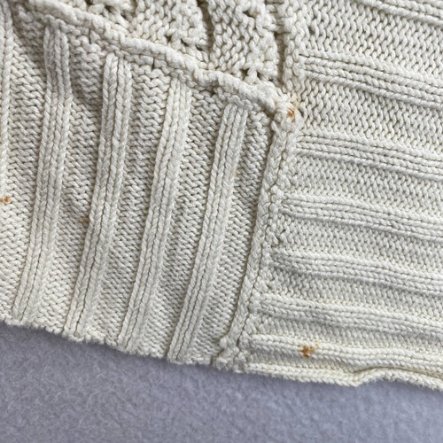 LUCKY BRAND Sweater Womens L Cardigan Crochet Open Front Asymmetric Boho Ivory - Picture 10 of 14