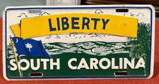 South Carolina SC LIBERTY FLAG CRESENT MOON PALMETTO TREE License Plate Tag