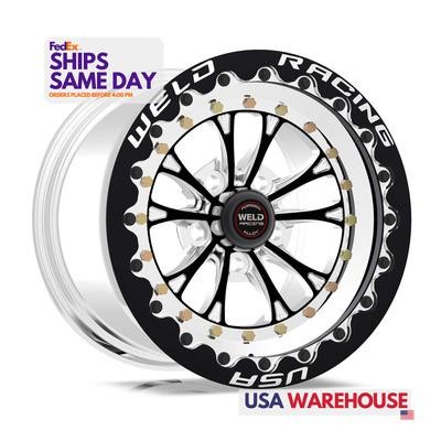 Weld 84B-512212MB, One V-Series Drag Wheel Blk 15X12 5X4.5 Bc 6.0 Bs Performance