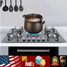 5 Burner 30 inch Built-In Stove Top LPG/NG Gas Cooktop w/ Flameout protection!
