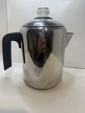 4-8 Cup Vintage Faberware Stove Top Percolator Stainless Steel H 9.5” W 5”
