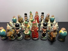 SAC Studio Anne Carlton Alice in Wonderland Hand Made Painted Chess Set 