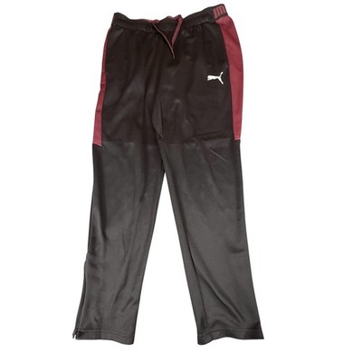 Puma DryCELL Pants Mens XL Black Burgundy Track Joggers Side Stripe 41x31