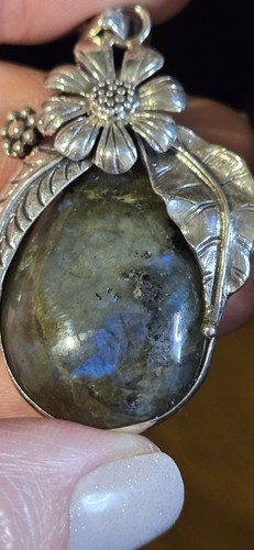 Lii Ji Echte Labradorit Sunstone Larimar Perlen 925 Sterling Silber 18K Gold Überzogene Haken Handgemachte Ohrringe