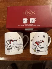 Lenox Snoopy Skating Mugs, Set of 2. New in Box