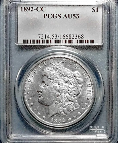 1892-CC Morgan Silver Dollar/ PCGS AU53/Carson City Mint/Looks Like a Mint Coin