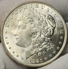 1921 P Morgan Silver Dollar, Choice AU, 90% Silver US Coin, Morg-2139p8
