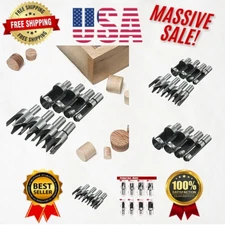 8-Piece Metric Wood Plug Cutter Drill Bits - Precision Cuts with Titanium Finish