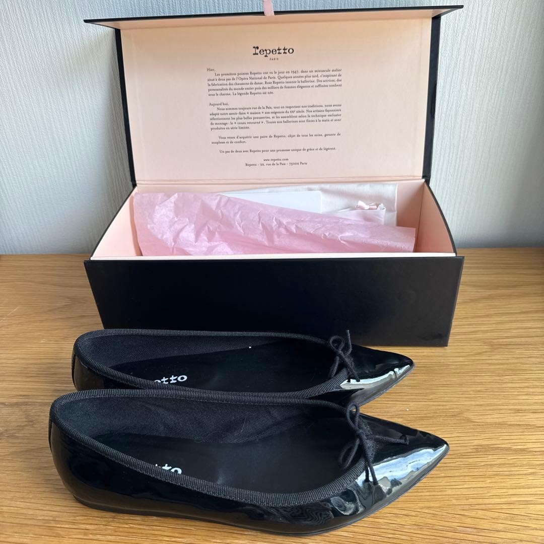 Repetto Flat Ballet Shoes Pumps Ribbon EU 37 Black Authentic