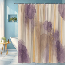 Elegant Purple and Gold Shower Curtain for Modern Bathrooms