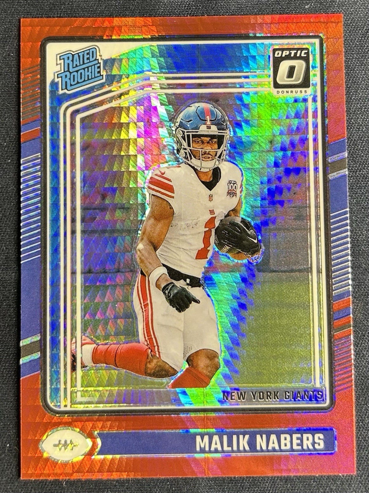 Malik Nabers 2024 Donruss Optic Rated Rookie Red Hyper Prizm SSP #271 NY Giants