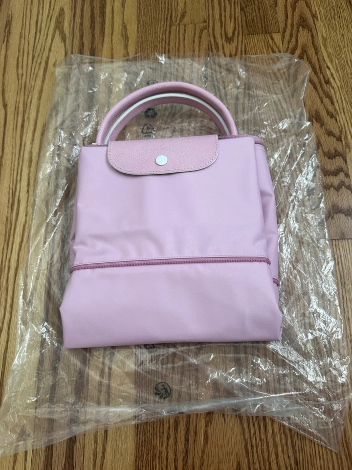 G1N con etiquetas NUEVO CON ETIQUETAS Longchamp Le Pliage Bolsa de Viaje Expandible Correas Rosa Foto 2 de 4
