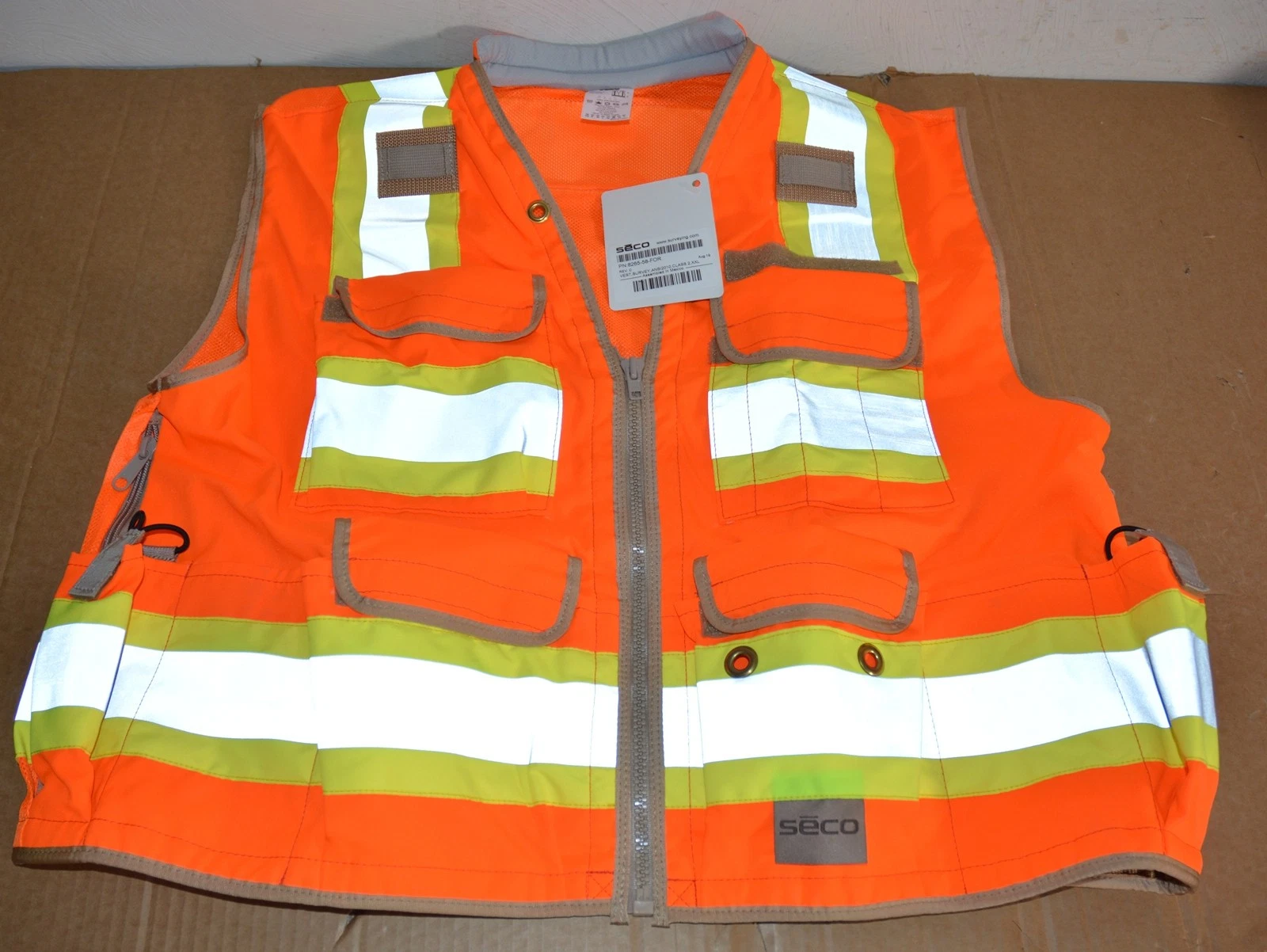 SECO 8265 58 XXL Safety Vest Large Survey ANSI ISEA Class 2 High Visibility - product detail image 1