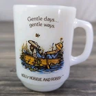 Vintage Federal Milk Glass Holly Hobbie and Robby Coffee Mug 4"