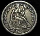 1853 Seated Liberty Silver Dime 10c With Arrows High Grade XF-AU Details