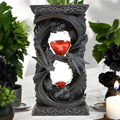 Steinoptik Drache Sand Timer Gothic Skulptur Fantasy Kunst Wohndeko Ornament