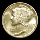 1939 D 10C Mercury Dime FB- Choice Gem BU- SMH 1977