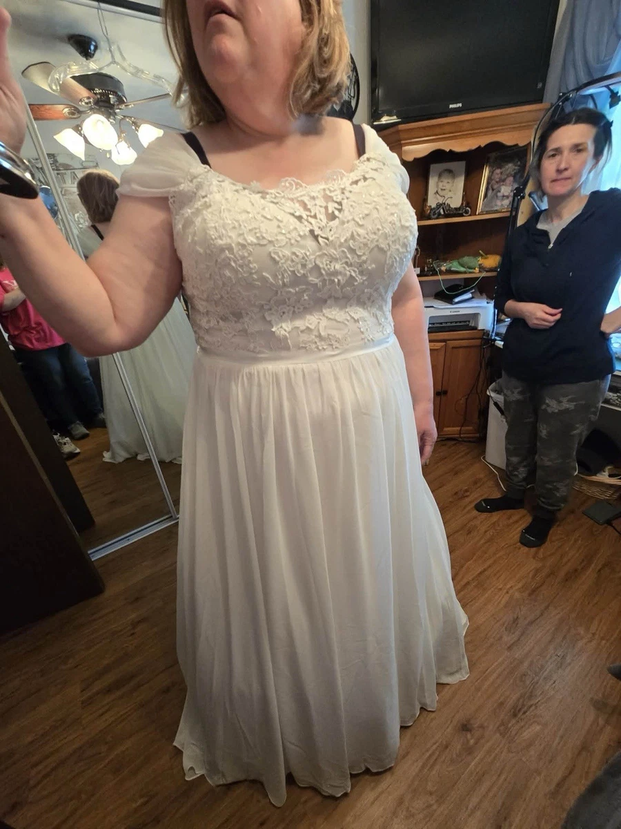 Chiffon A-Line David's Bridal Cap Sleeve Wedding Dresses for sale | eBay