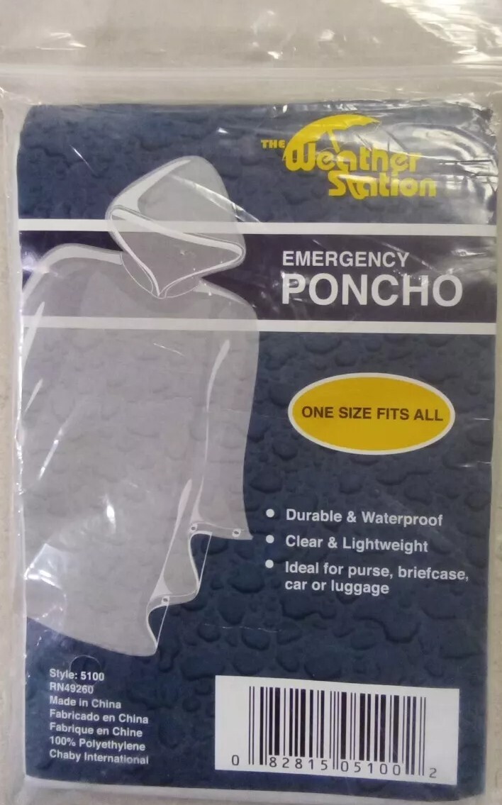 Emergency Poncho Clear Lightweight