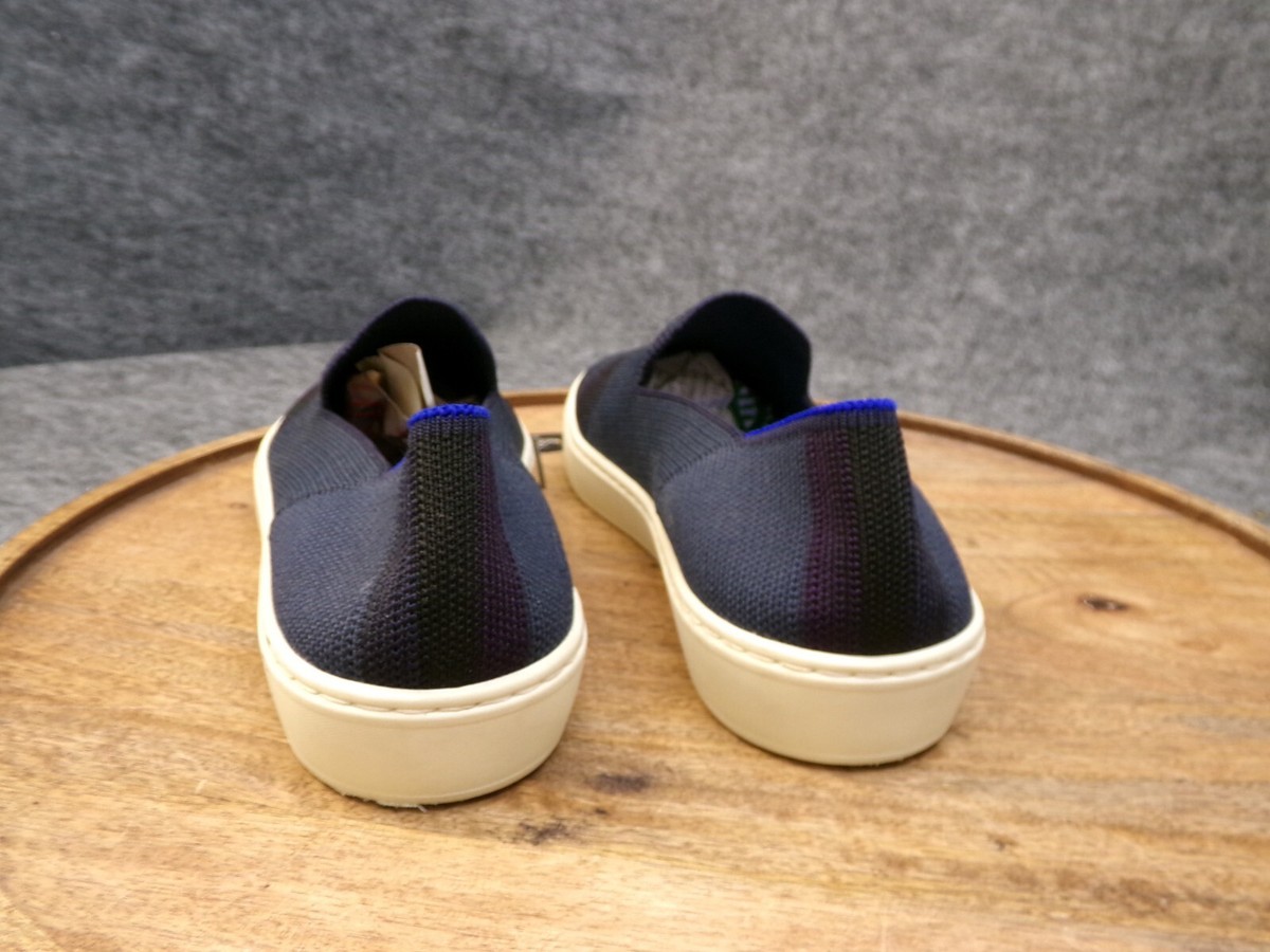 Rothy’s The Original Slip On Men\'s Casual Knit Sneakers Kachi with Blue Stripe The Original Slip On Sneaker in Black Solid | Rothy main image 2