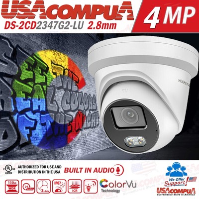 HIKVISION 4MP POE ColorVu Full Time Color IP Camera MIC 2.8 mm DS-2CD2347G1-LU
