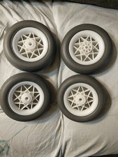  4 REPLACEMENT 4.5" x 1" Rubber Hard Wheels CART/STROLLER/Wagon 1/4" Axis
