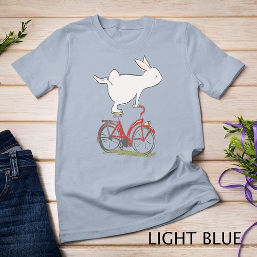 Cute Bunny Rabbit On Bike, Cycling, Bicycle T-Shirt & Gift Unisex T-shirt - Picture 6 of 15