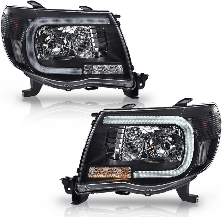 Faros proyectores tubo LED DRL para Toyota Tacoma 2005-2011 NEGRO lámparas Foto 2 de 4