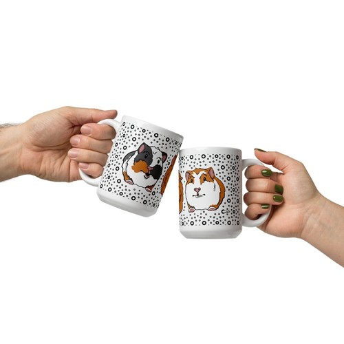 Guinea Pig Mug 15 Oz Hand Illustrated Exotic Pet Portrait Cavy Coffee Cup Gift - Picture 2 of 7