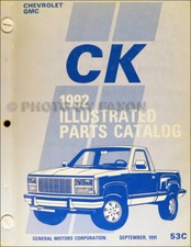 Chevrolet GMC 1992 libro de piezas Sierra Silverado Cheyenne Blazer Jimmy Suburban 92