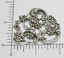 12874           Matte Silver Oxidized Victorian Ornament Jewelry Finding  SALE