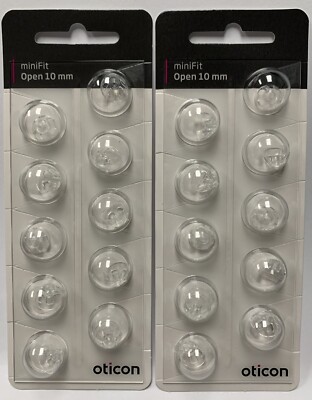 2 Packs Oticon miniFit 10mm Open Domes For Hearing Aids. 20 Domes Total.
